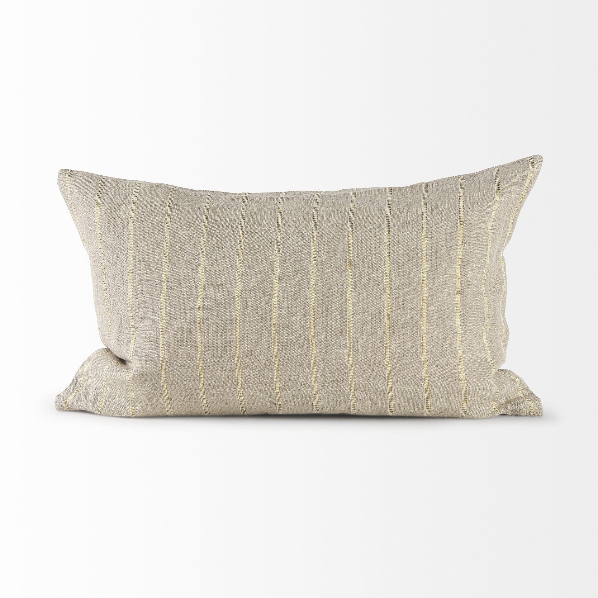 Beige And Gold Striped Lumbar Pillow Cover - Homeroots