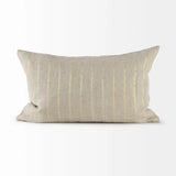 Beige And Gold Striped Lumbar Pillow Cover - Homeroots