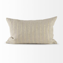Beige And Gold Striped Lumbar Pillow Cover - Homeroots