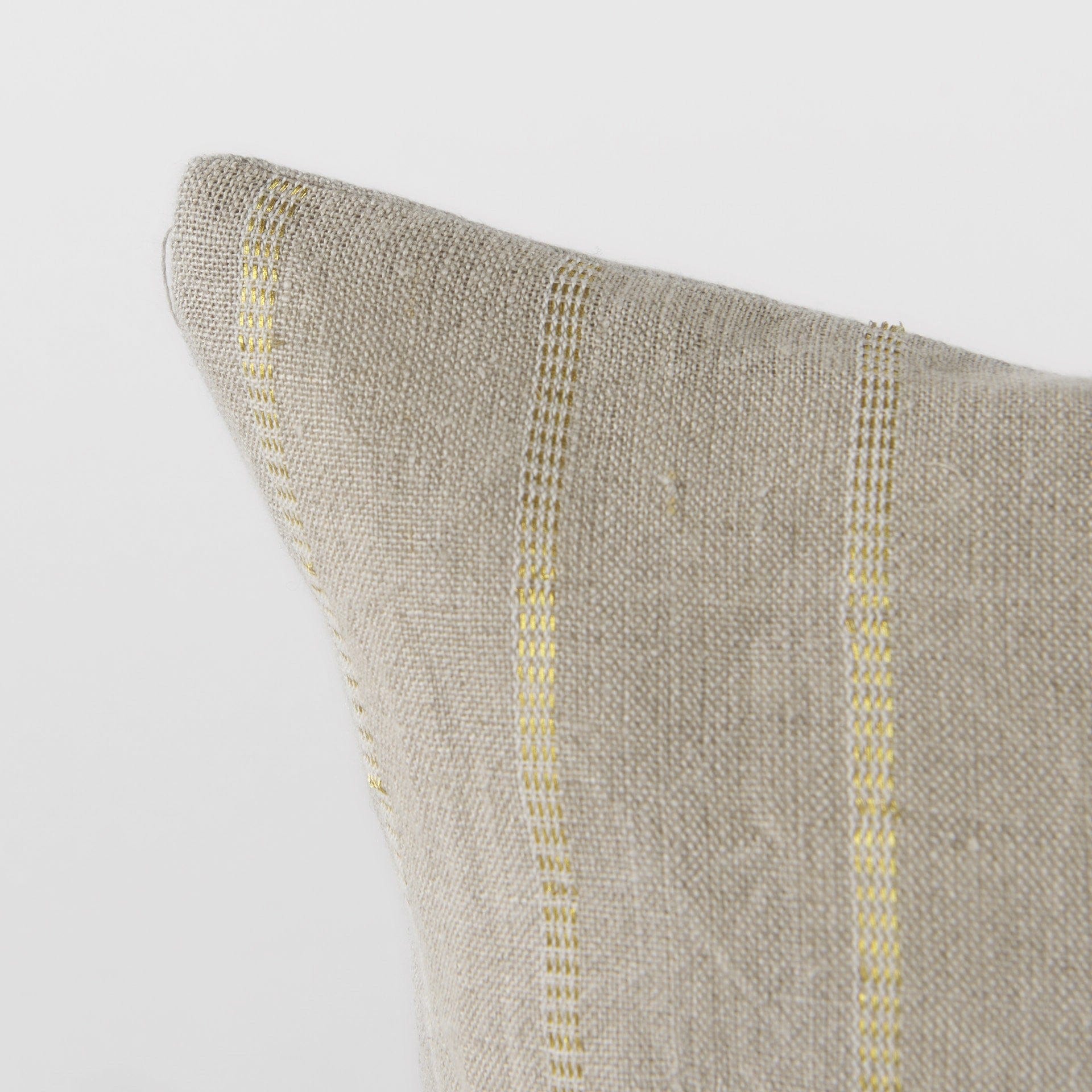 Beige And Gold Striped Lumbar Pillow Cover - Homeroots