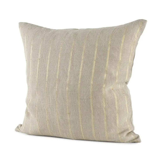 Beige And Gold Striped Pillow Cover - Homeroots - Flyclothing LLC
