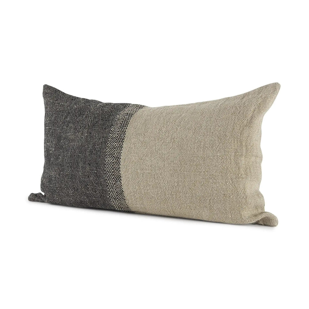 Black And Gray Two Tone Lumbar Pillow Cover - Homeroots