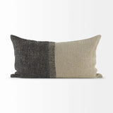 Black And Gray Two Tone Lumbar Pillow Cover - Homeroots