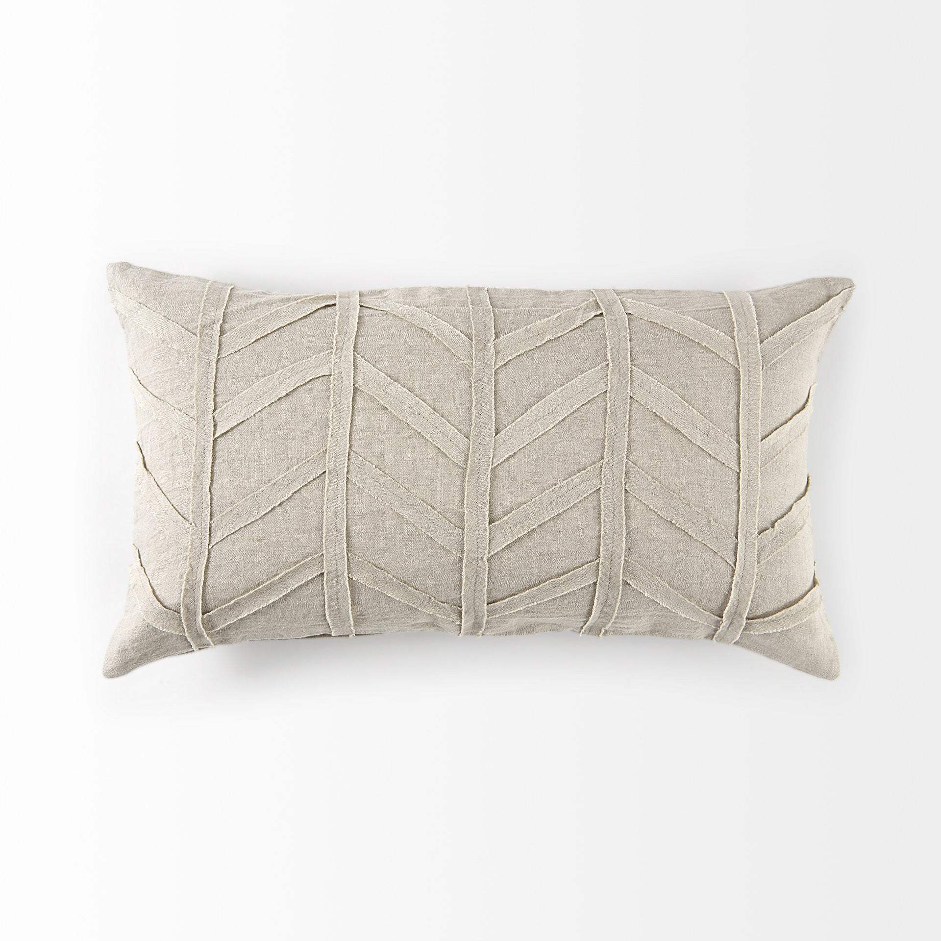 Light Gray Chevron Textured Lumbar Pillow Cover - Homeroots - Flyclothing LLC