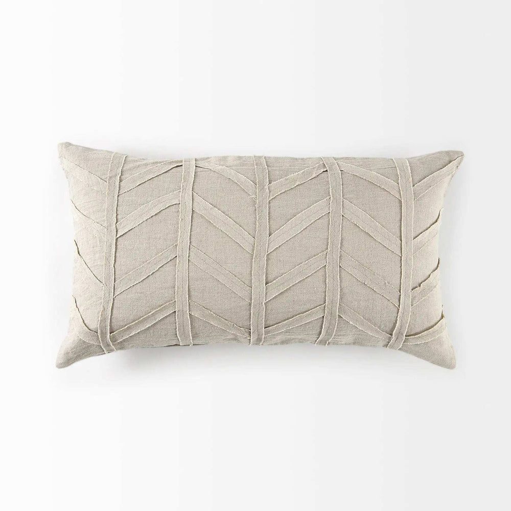 Light Gray Chevron Textured Lumbar Pillow Cover - Homeroots - Flyclothing LLC