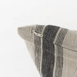 13" X 21" Beige and Black Striped Linen Throw Pillow Cover - Homeroots