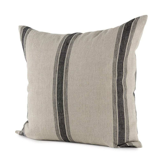 Beige And Black Striped Pillow Cover - Homeroots - Flyclothing LLC