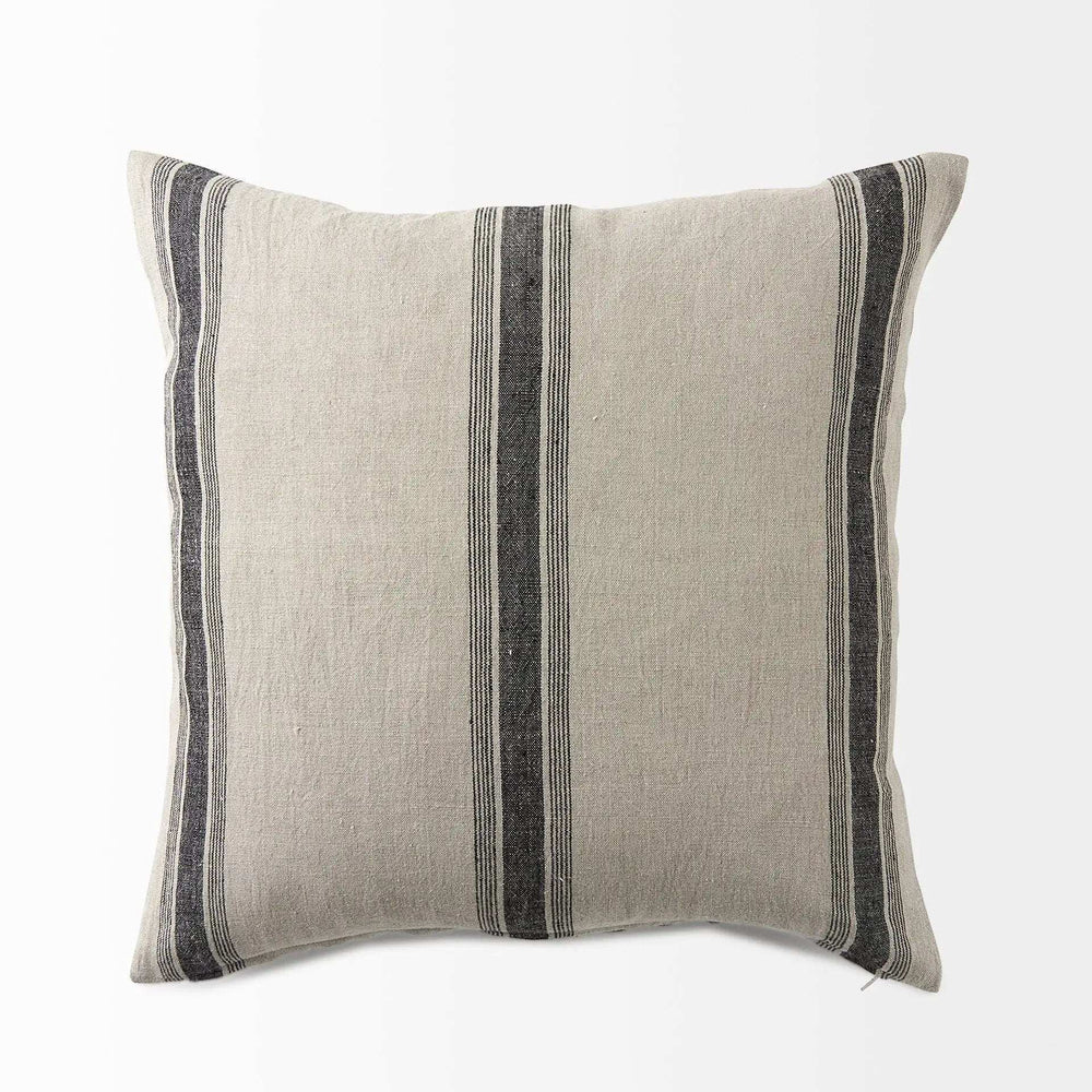 Beige And Black Striped Pillow Cover - Homeroots - Flyclothing LLC