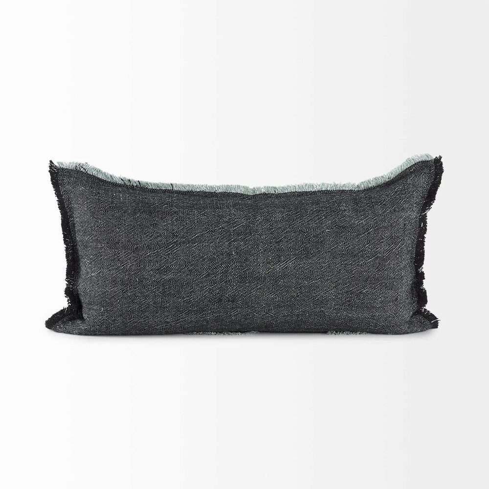 Dark Gray Fringed Lumbar Throw Pillow Cover - Homeroots - Flyclothing LLC