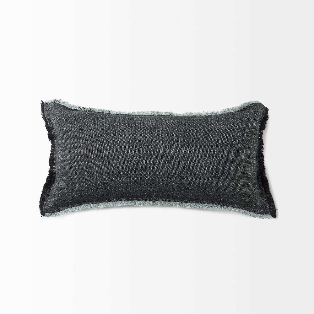 Dark Gray Fringed Lumbar Throw Pillow Cover - Homeroots - Flyclothing LLC
