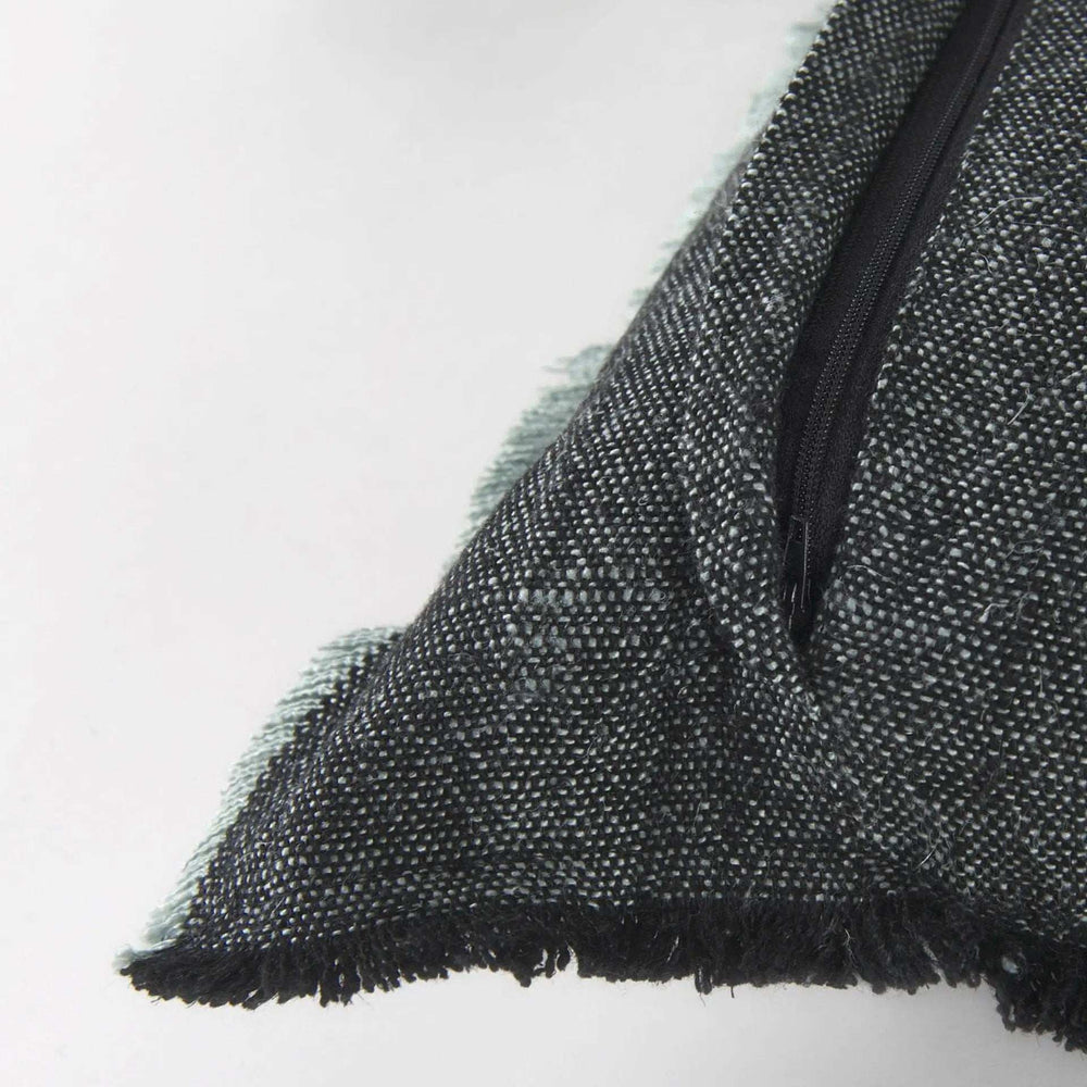 Dark Gray Fringed Lumbar Throw Pillow Cover - Homeroots - Flyclothing LLC