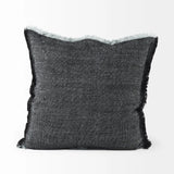 Dark Gray Fringed Throw Pillow Cover - Homeroots