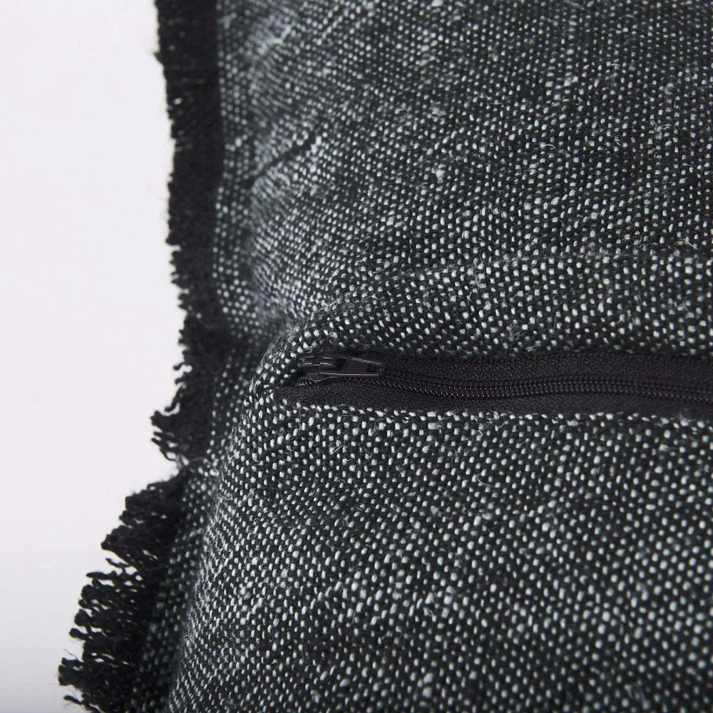Dark Gray Fringed Throw Pillow Cover - Homeroots - Flyclothing LLC