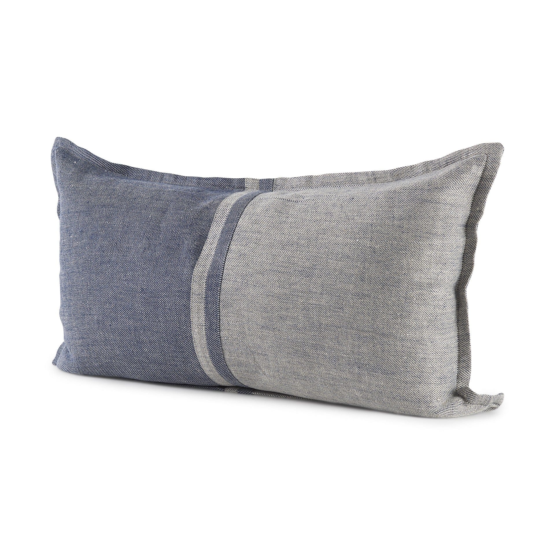 Gray And Blue Color Block Lumbar Pillow Cover - Homeroots