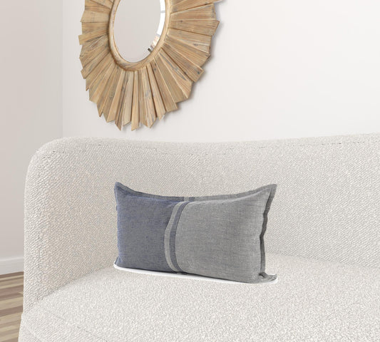 Gray And Blue Color Block Lumbar Pillow Cover - Homeroots