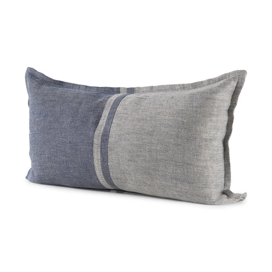 Gray And Blue Color Block Lumbar Pillow Cover - Homeroots