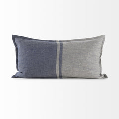 Gray And Blue Color Block Lumbar Pillow Cover - Homeroots