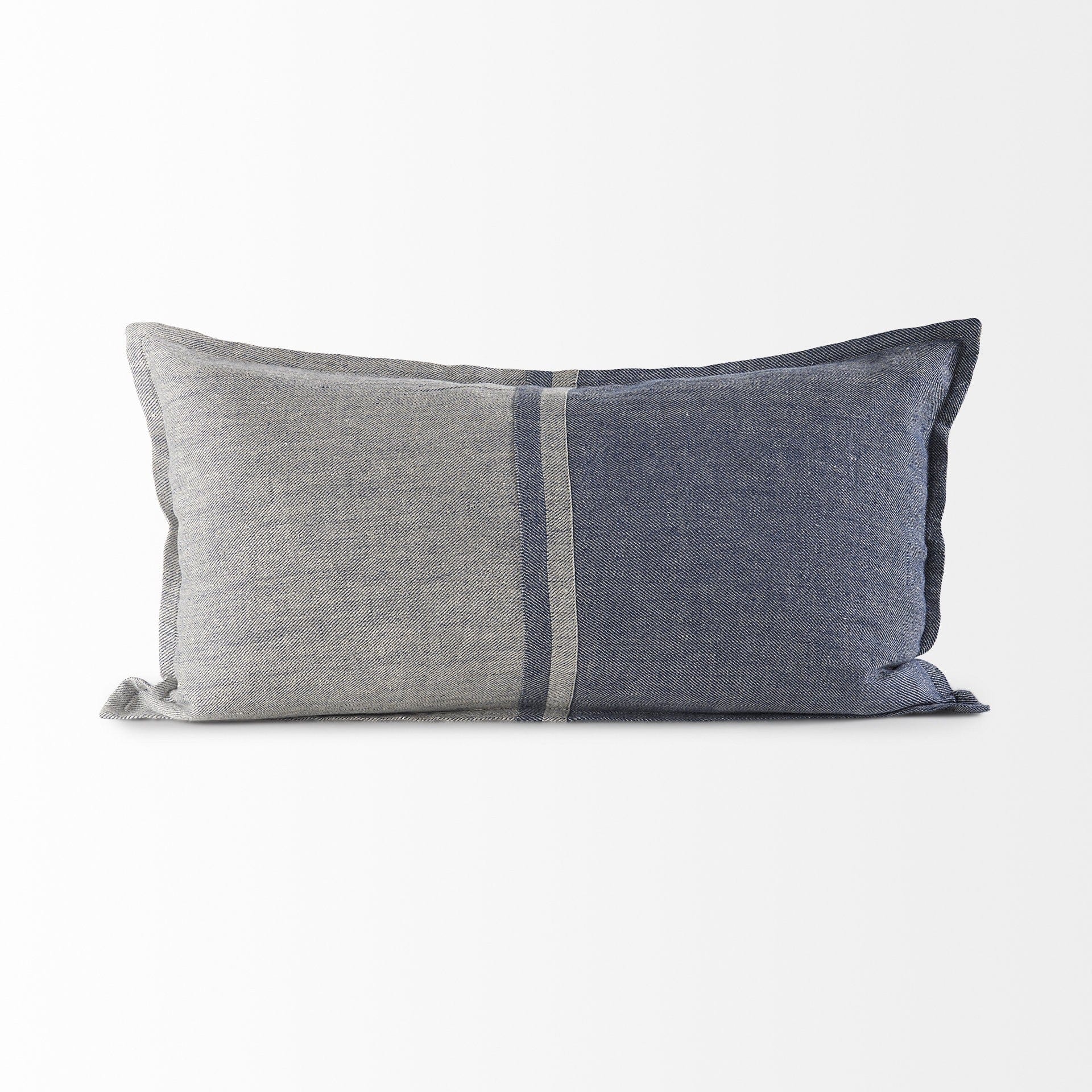 Gray And Blue Color Block Lumbar Pillow Cover - Homeroots