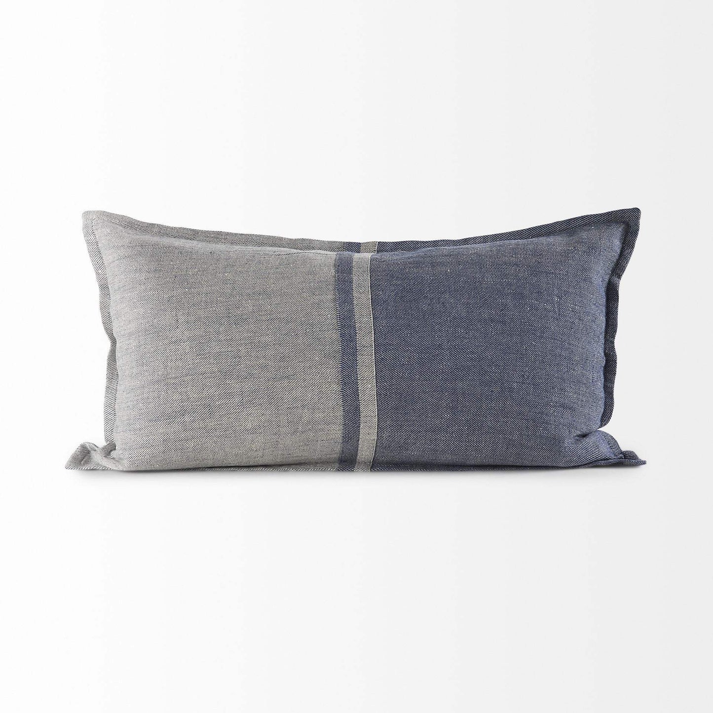 Gray And Blue Color Block Lumbar Pillow Cover - Homeroots - Flyclothing LLC