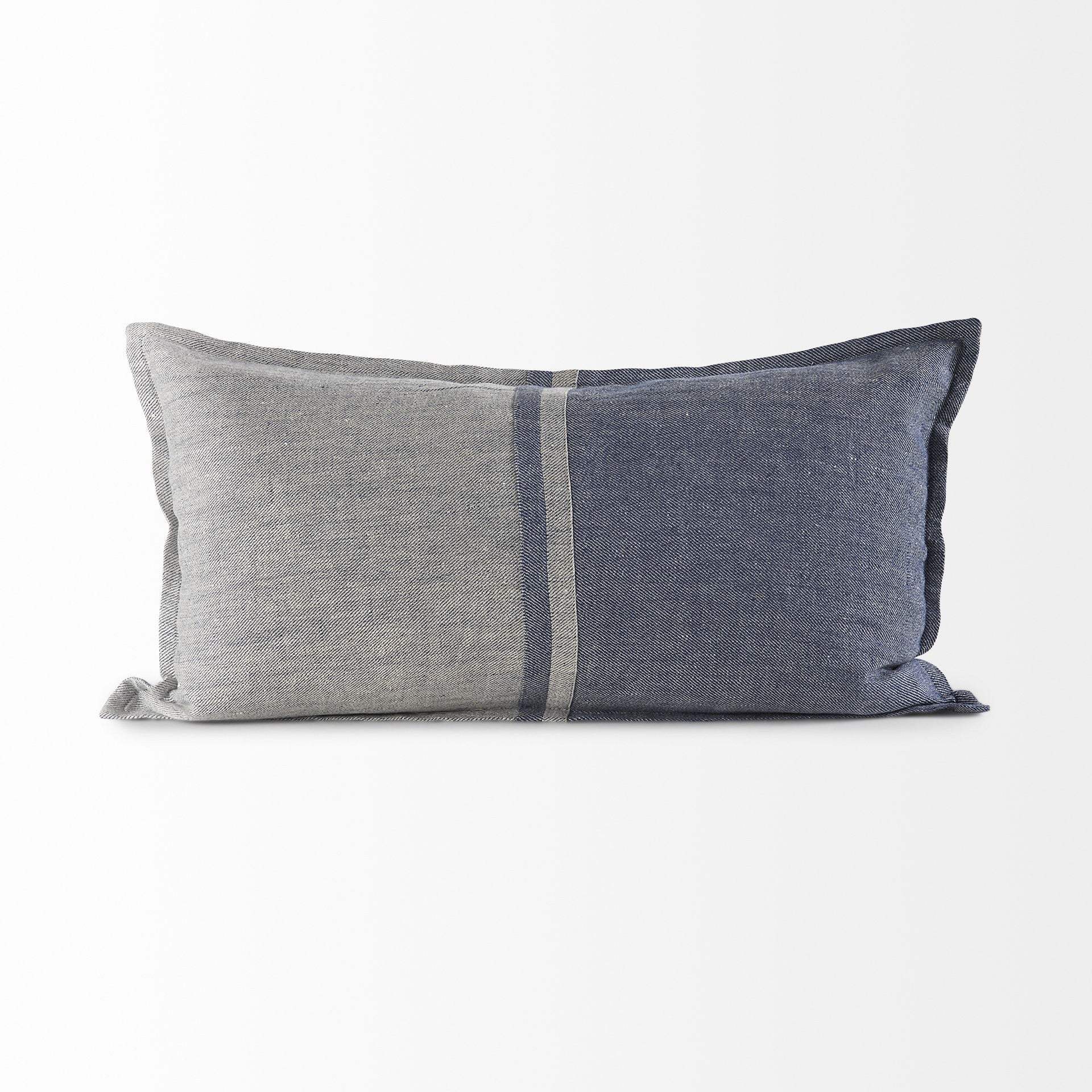 Gray And Blue Color Block Lumbar Pillow Cover - Homeroots - Flyclothing LLC