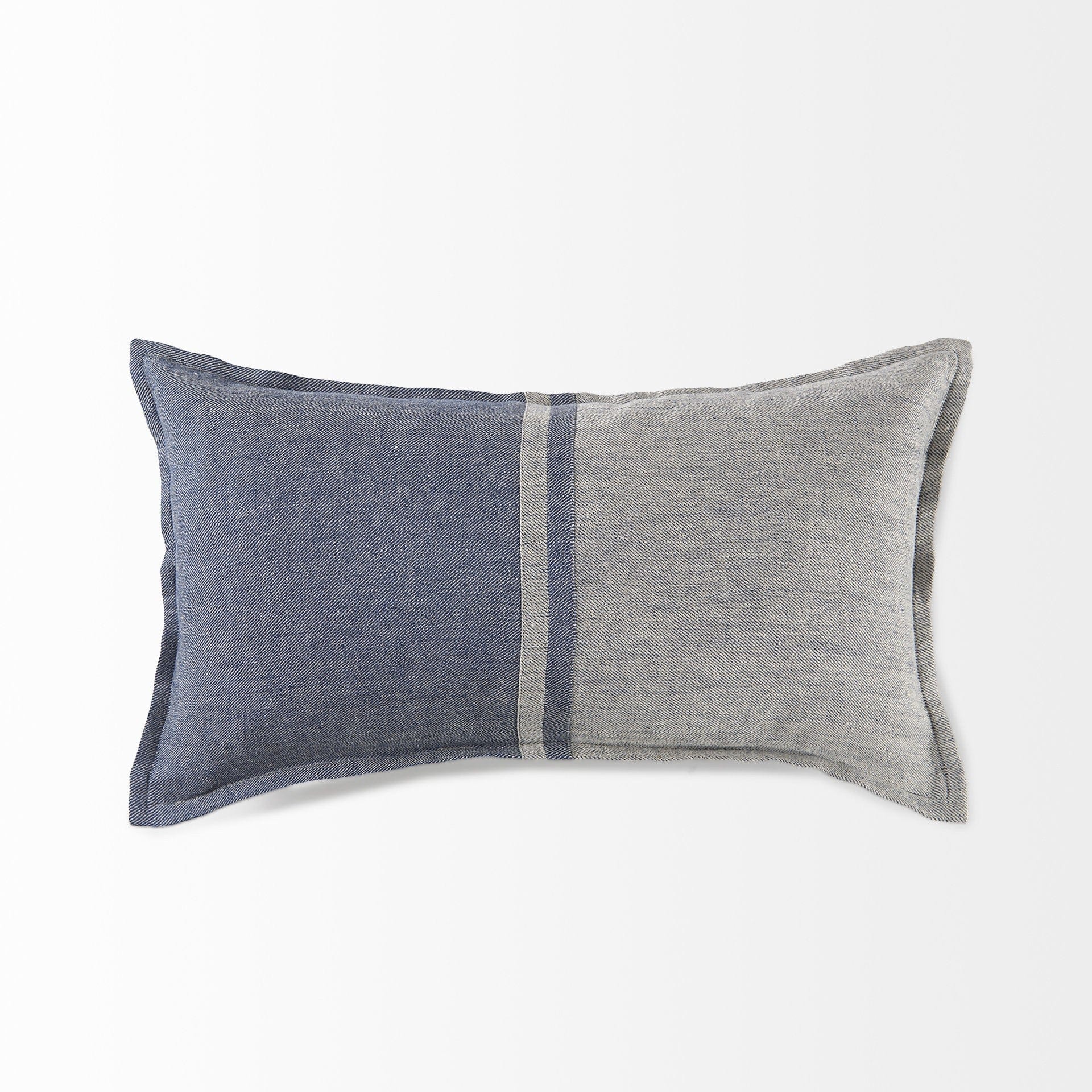 Gray And Blue Color Block Lumbar Pillow Cover - Homeroots