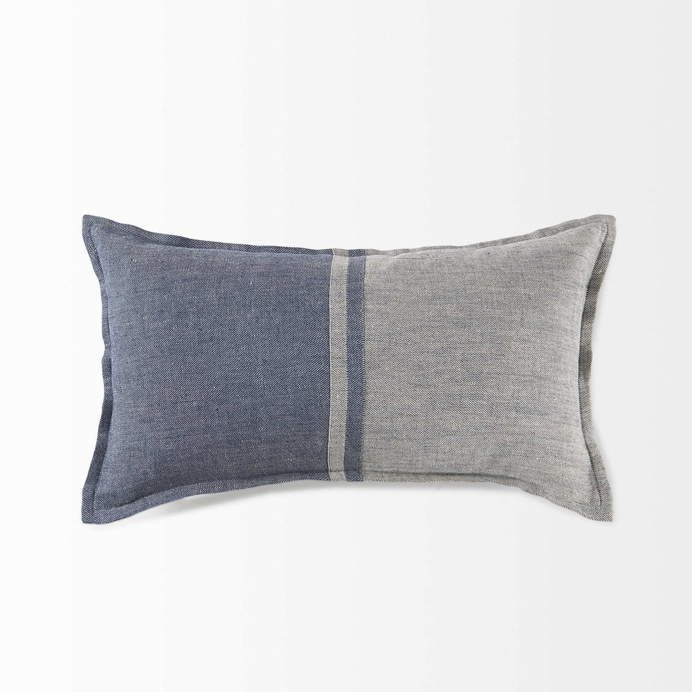 Gray And Blue Color Block Lumbar Pillow Cover - Homeroots - Flyclothing LLC