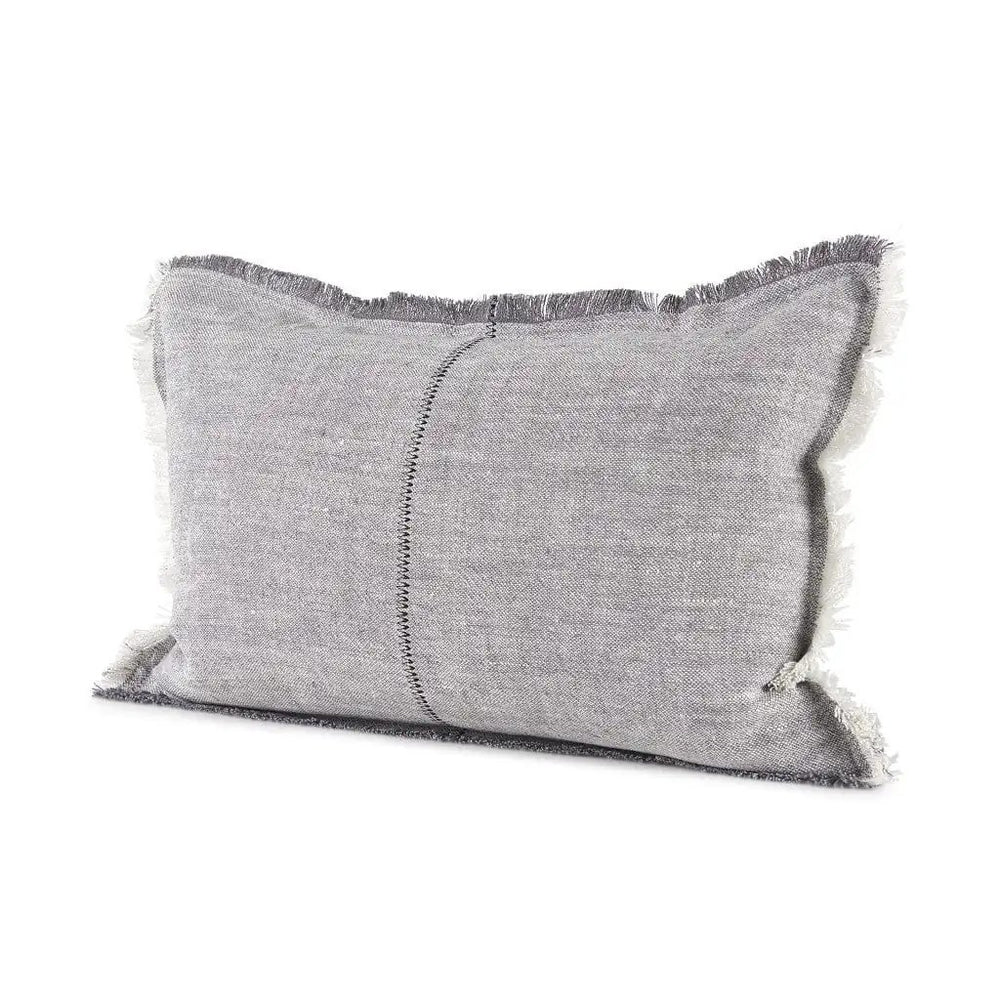Light Gray Fringed Lumbar Throw Pillow Cover - Homeroots