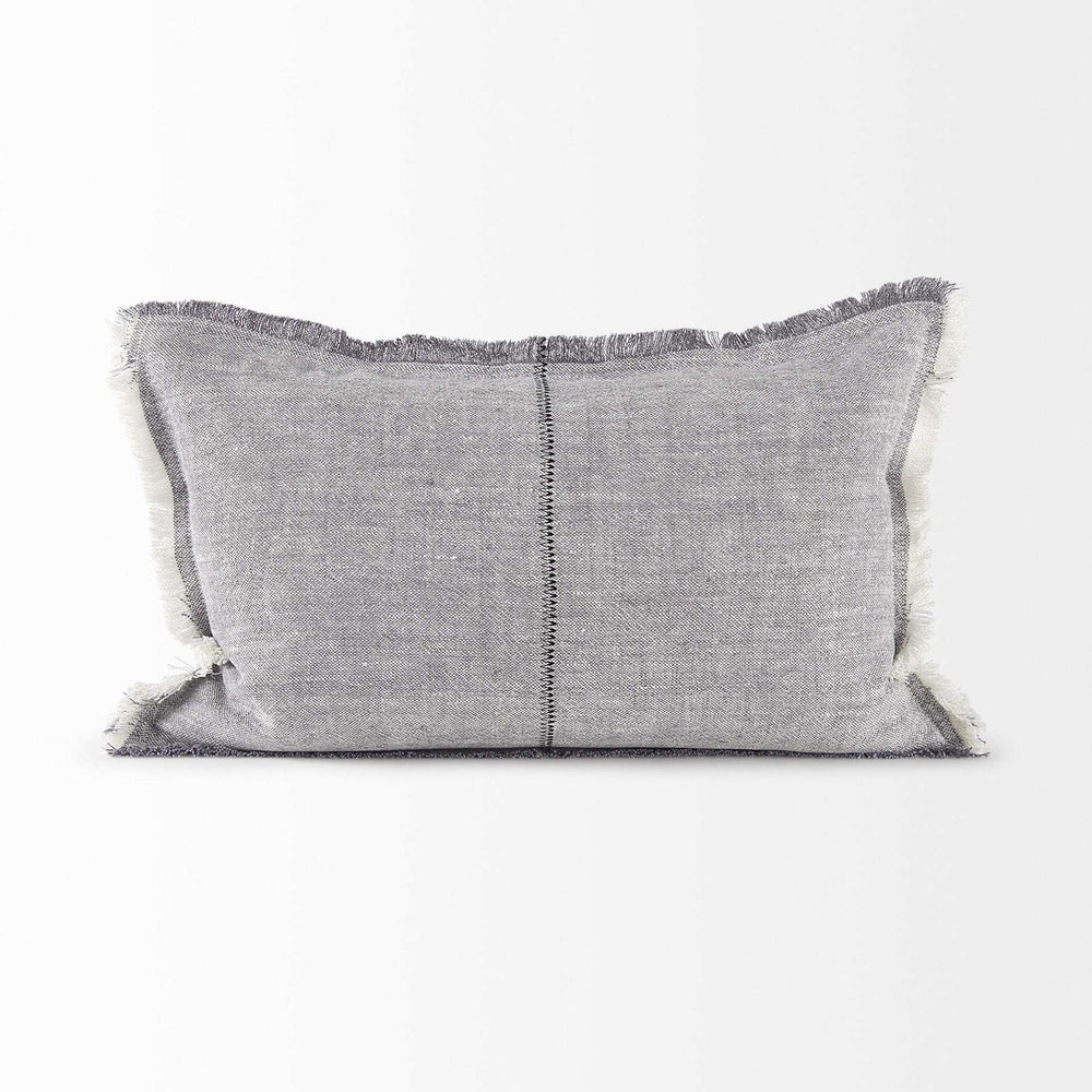 Light Gray Fringed Lumbar Throw Pillow Cover - Homeroots - Flyclothing LLC