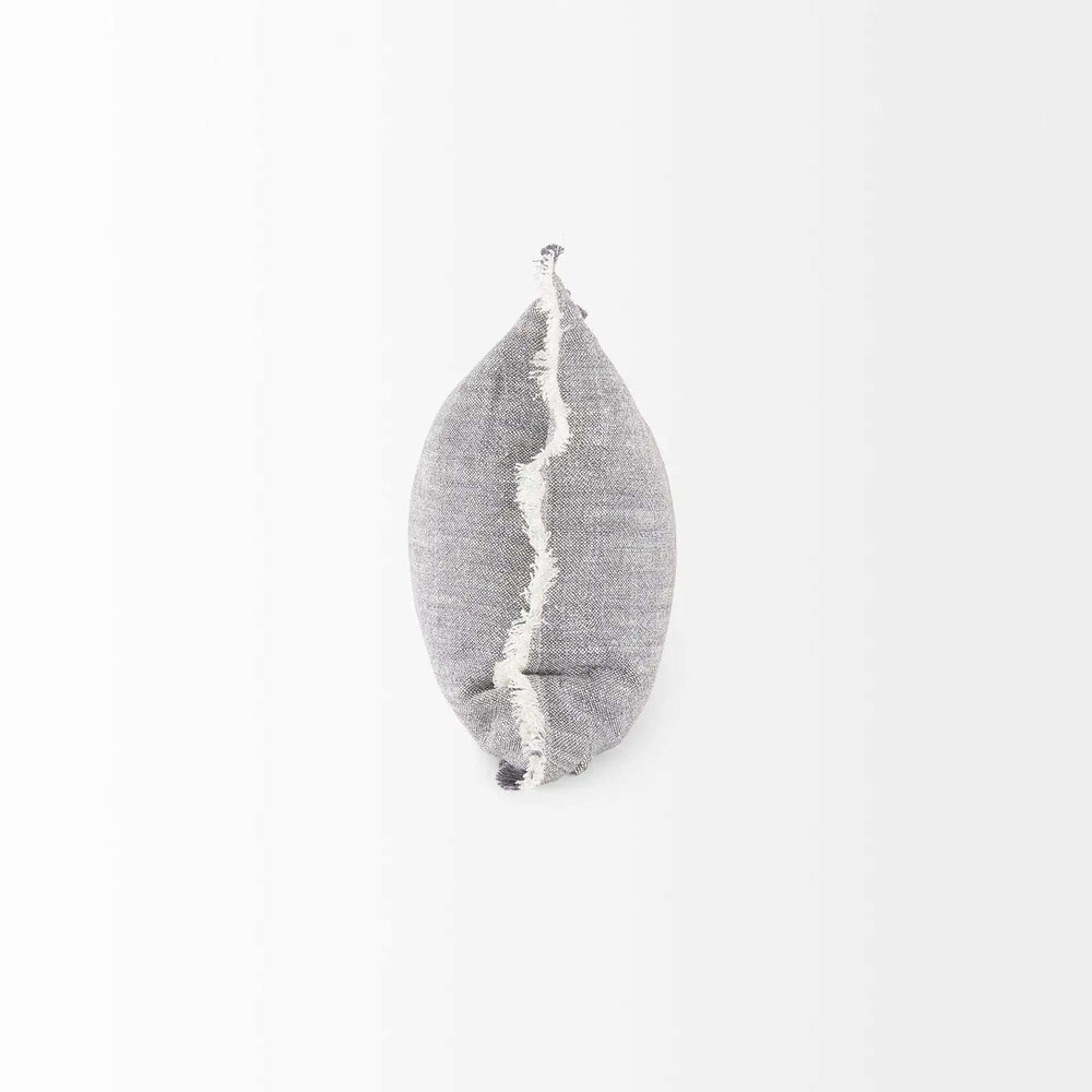 Light Gray Fringed Lumbar Throw Pillow Cover - Homeroots - Flyclothing LLC