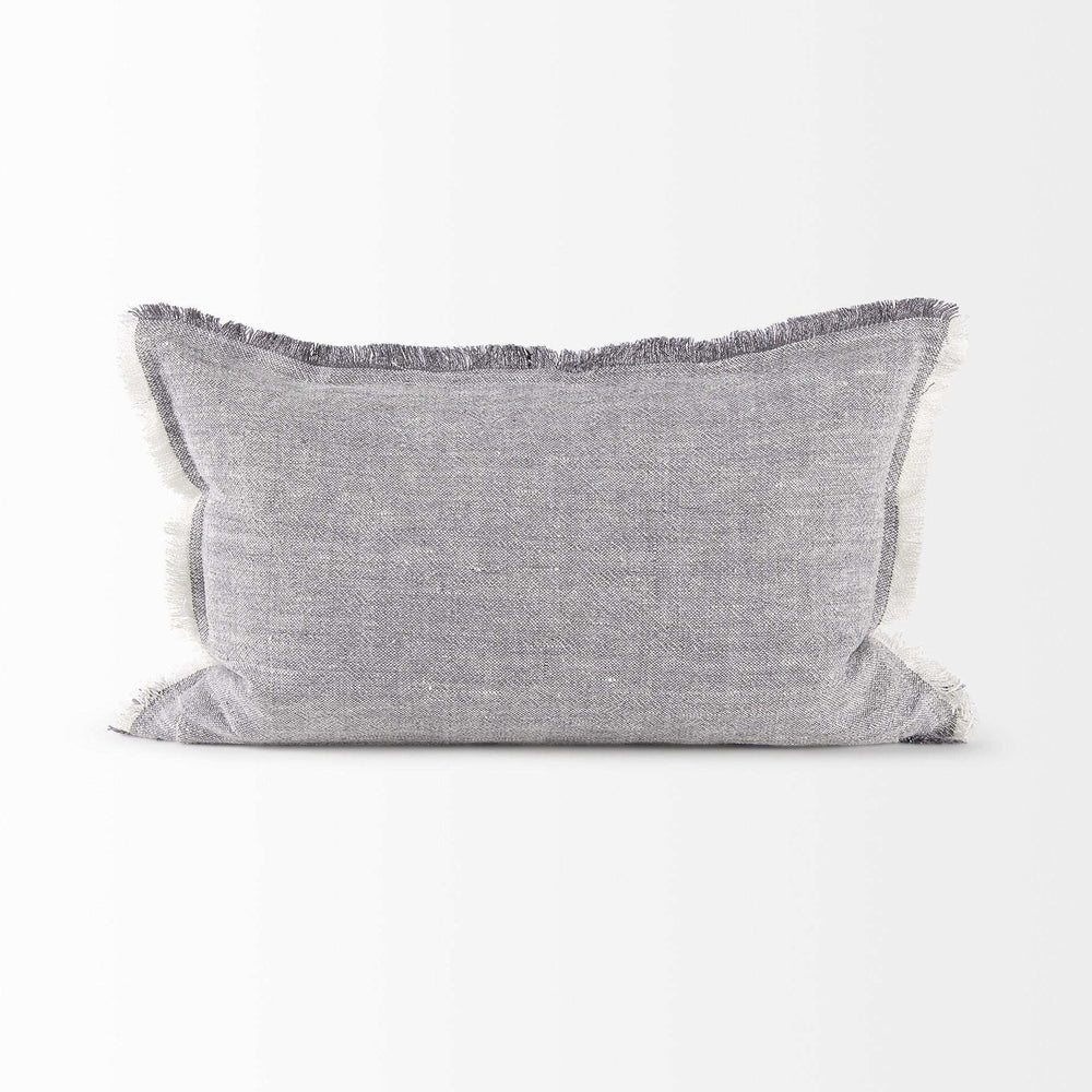 Light Gray Fringed Lumbar Throw Pillow Cover - Homeroots - Flyclothing LLC