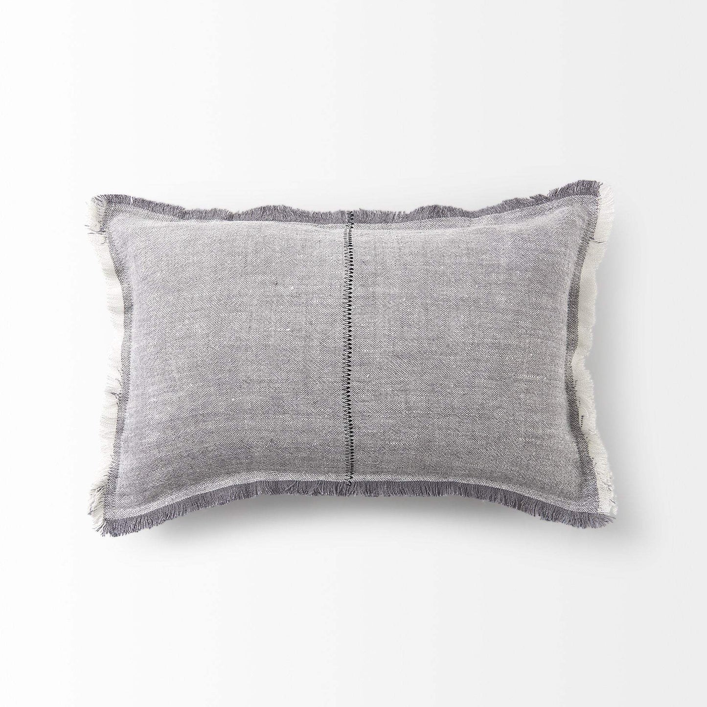 Light Gray Fringed Lumbar Throw Pillow Cover - Homeroots - Flyclothing LLC