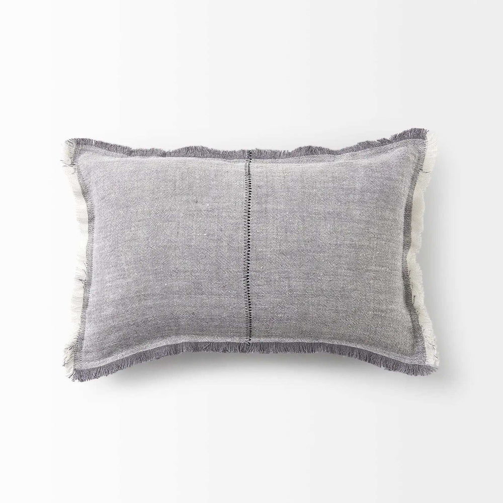 Light Gray Fringed Lumbar Throw Pillow Cover - Homeroots - Flyclothing LLC