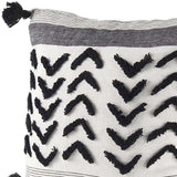 White And Gray Fringed Pillow Cover - Homeroots - Flyclothing LLC
