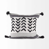 White And Gray Fringed Pillow Cover - Homeroots - Flyclothing LLC