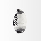 White And Gray Fringed Pillow Cover - Homeroots
