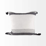 White And Gray Fringed Pillow Cover - Homeroots - Flyclothing LLC