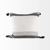White And Gray Fringed Pillow Cover - Homeroots - Flyclothing LLC
