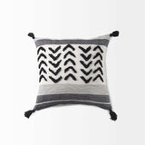 White And Gray Fringed Pillow Cover - Homeroots - Flyclothing LLC