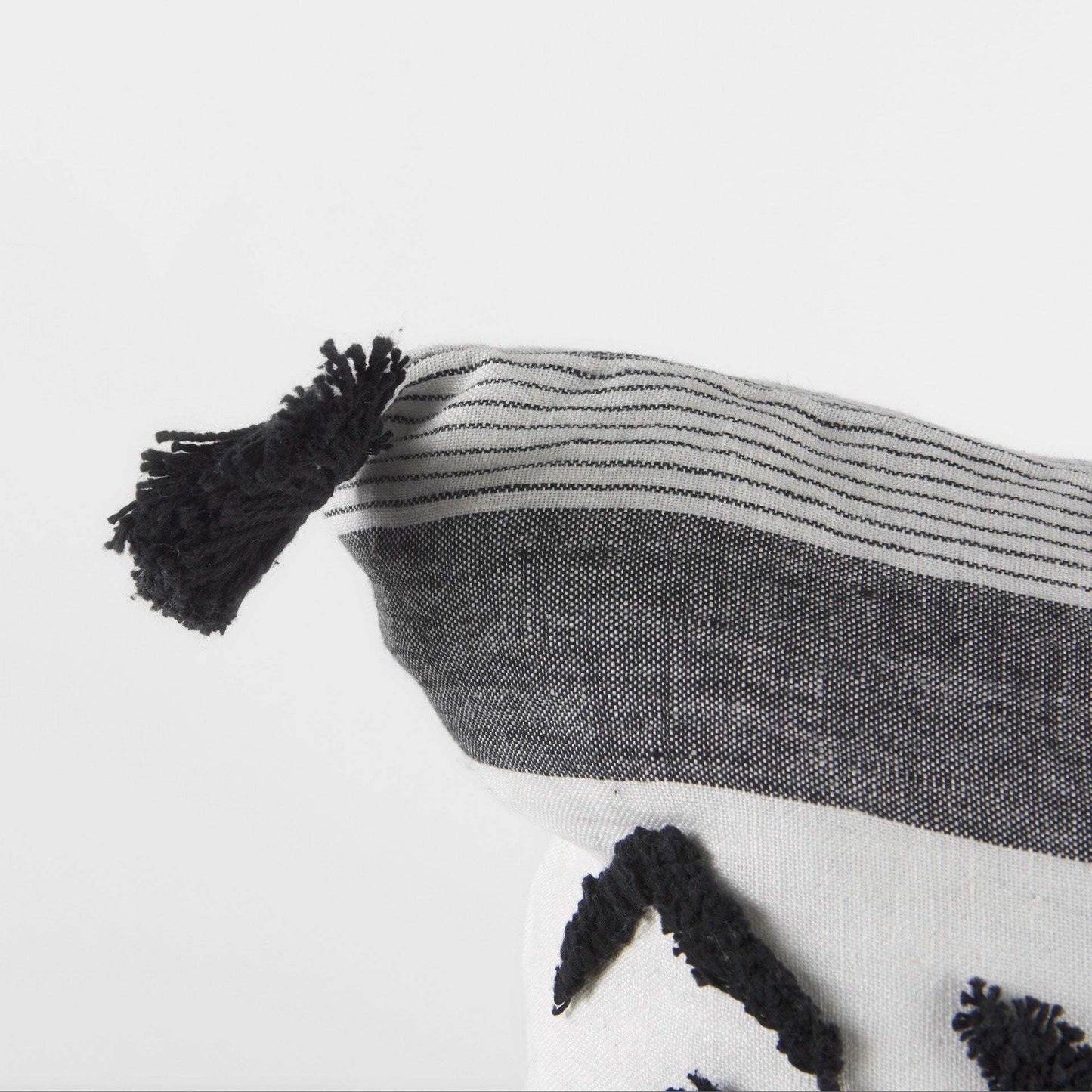 White And Gray Fringed Pillow Cover - Homeroots - Flyclothing LLC