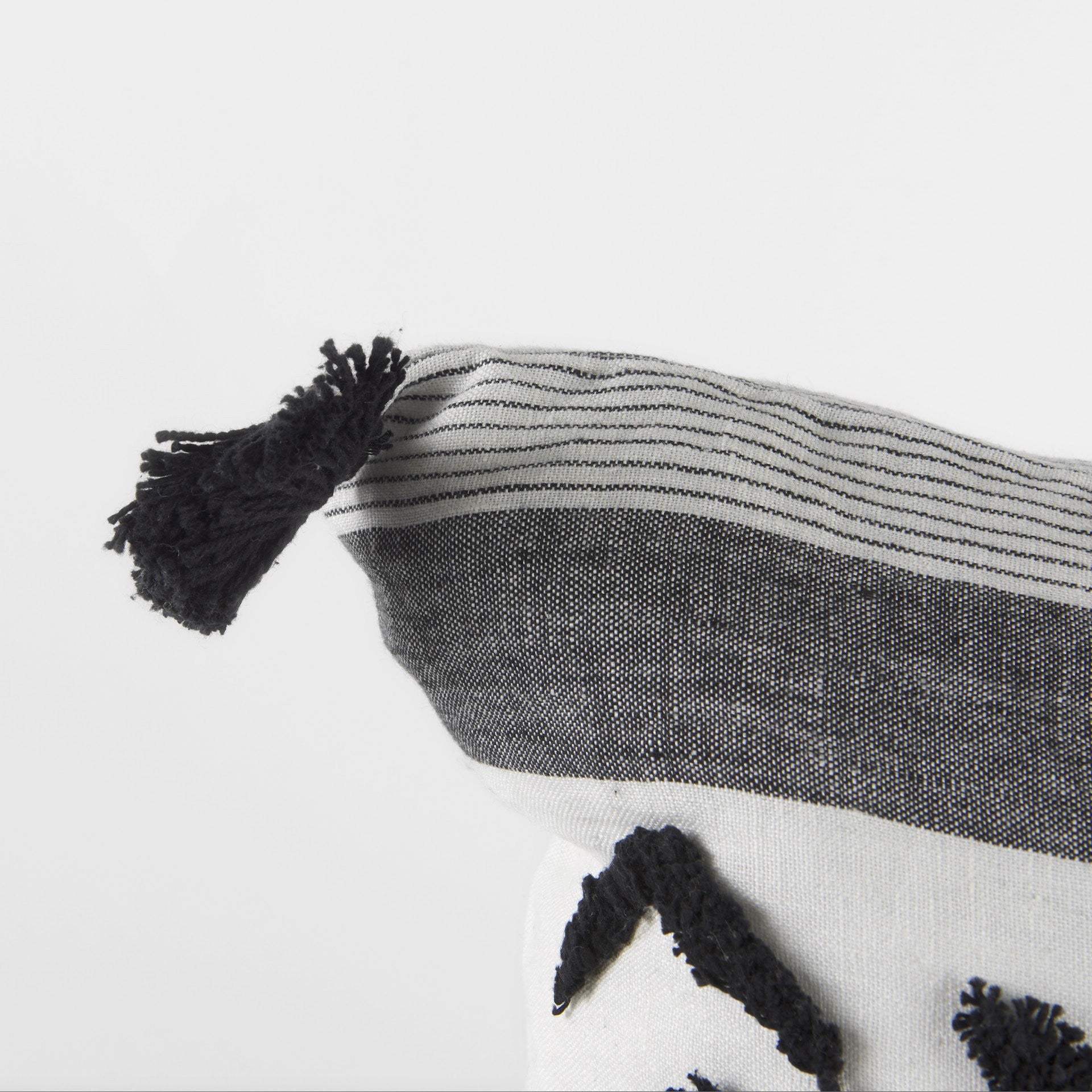 White And Gray Fringed Pillow Cover - Homeroots - Flyclothing LLC