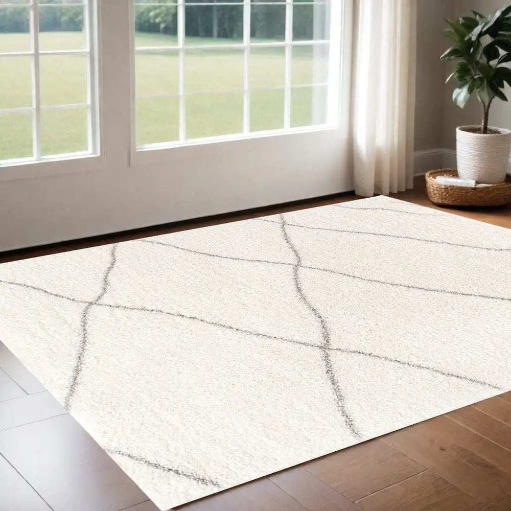 3' X 5' Ivory Modern Uneven Lattice Area Rug - Homeroots - Flyclothing LLC