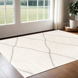 3' X 5' Ivory Modern Uneven Lattice Area Rug - Homeroots