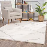 4' X 6' Ivory Modern Uneven Lattice Area Rug - Homeroots - Flyclothing LLC