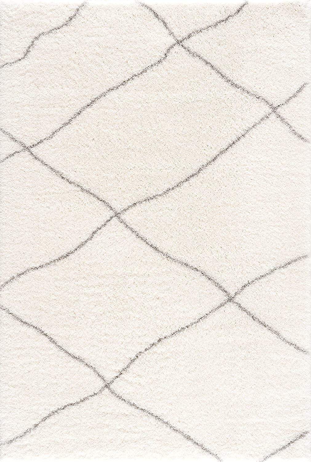 8' X 11' Ivory Modern Uneven Lattice Area Rug - Homeroots - Flyclothing LLC