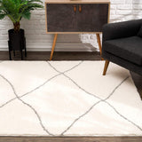 8' X 11' Ivory Modern Uneven Lattice Area Rug - Homeroots - Flyclothing LLC