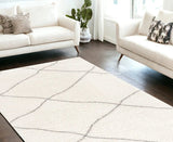 8' X 11' Ivory Modern Uneven Lattice Area Rug - Homeroots