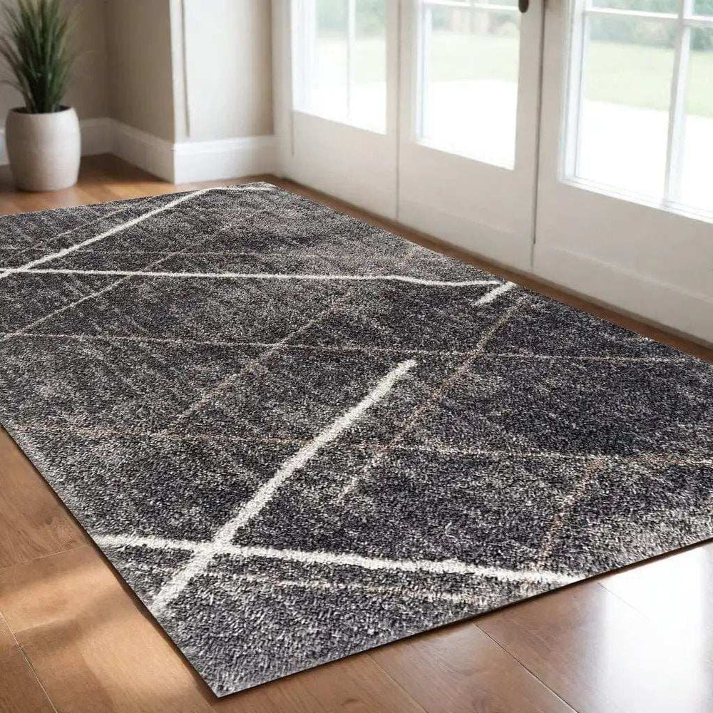 3' X 5' Gray Modern Distressed Lines Area Rug - Homeroots - Flyclothing LLC