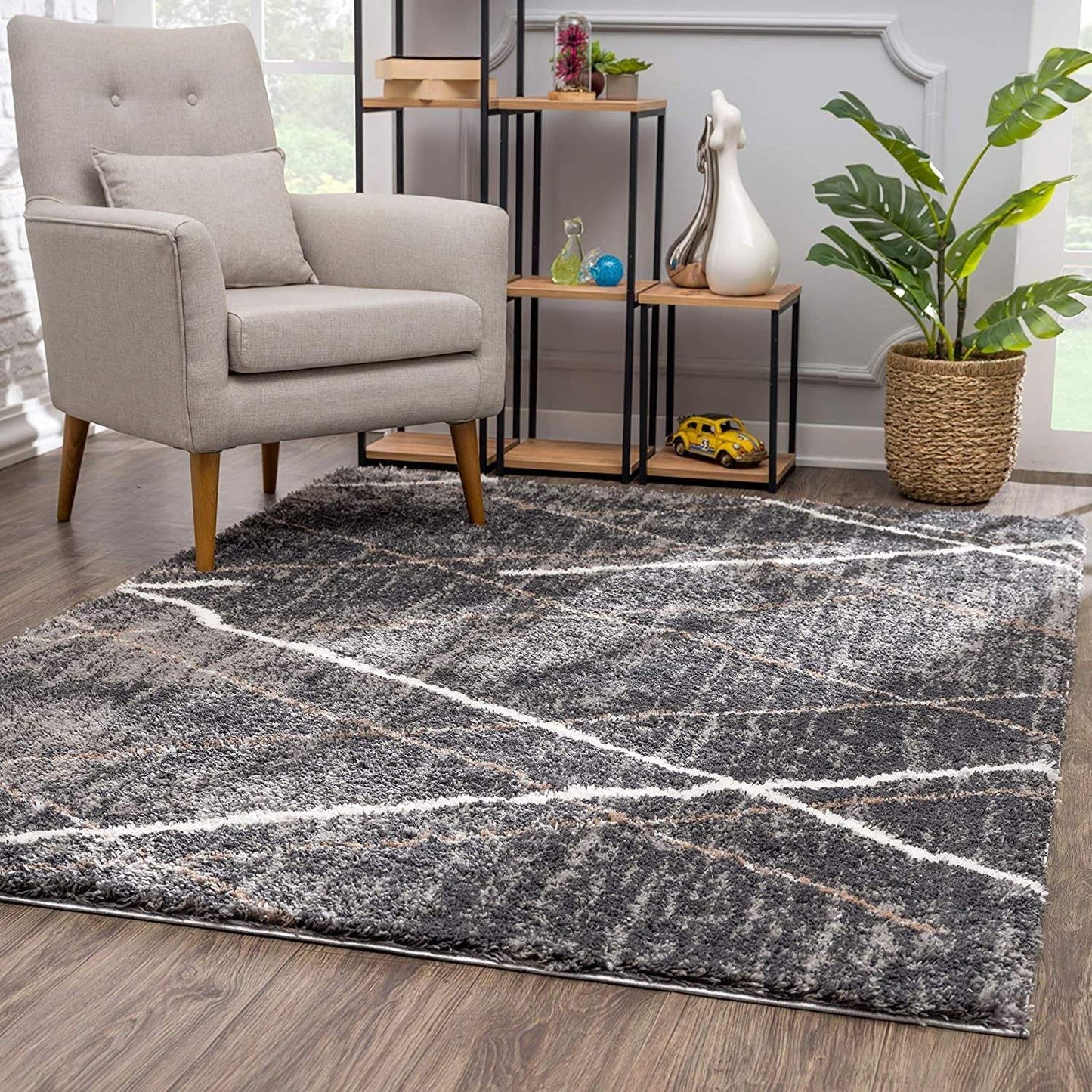 4' X 6' Gray Modern Distressed Lines Area Rug - Homeroots - Flyclothing LLC