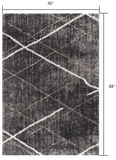 4' X 6' Gray Modern Distressed Lines Area Rug - Homeroots