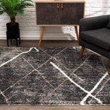 5' X 8' Gray Modern Distressed Lines Area Rug - Homeroots - Flyclothing LLC